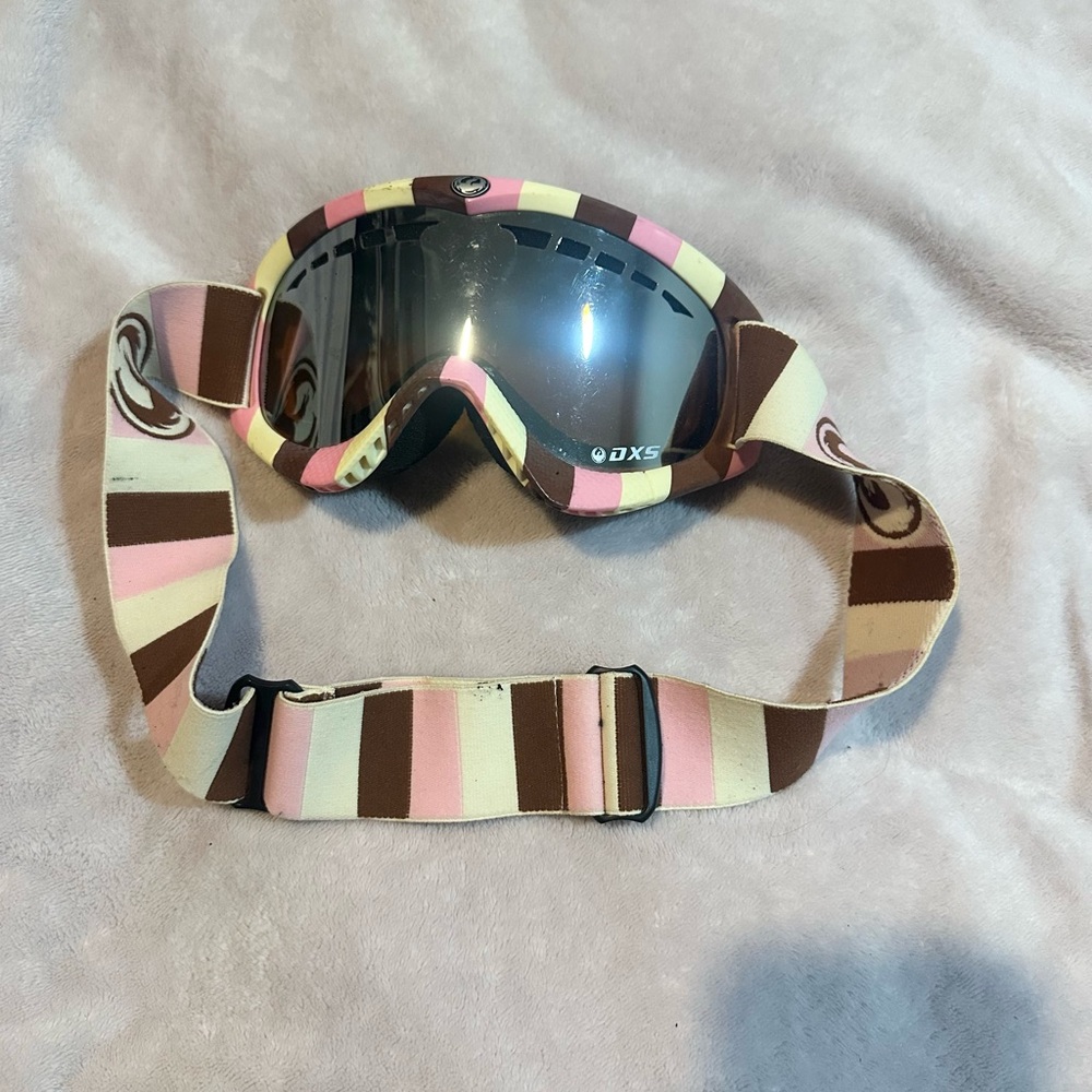 Women's Pink and Brown Ski Goggles